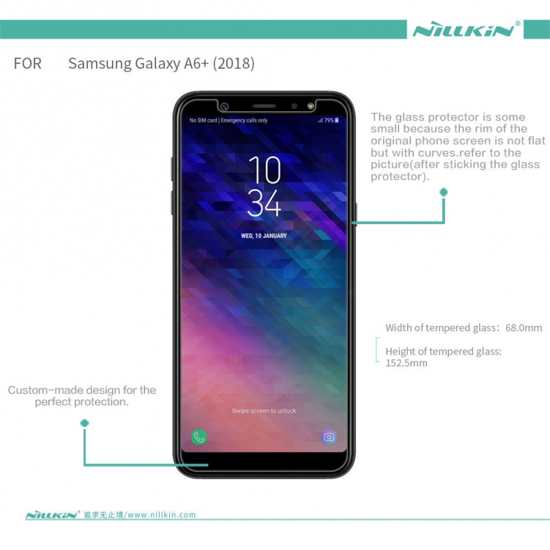 Miếng Dán Cường Lực Samsung Galaxy A6 Plus 2018 Hiệu Nillkin 9H có khả năng chống dầu, hạn chế bám vân tay, trầy xước và khả năng chịu lực cao giúp màn hình sáng rất chuẩn và vuốt khá mượt mà